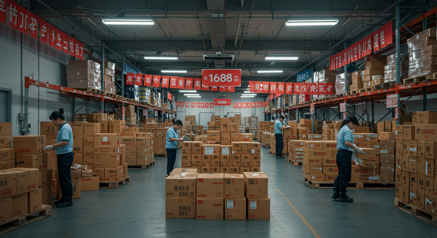 Центр консолидированных грузов с товарами для экспорта в Россию и рабочими, сортирующими посылки