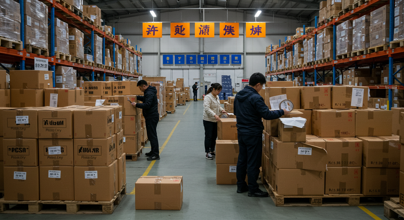 Центр выполнения заказов в Китае с готовыми пакетами для доставки на Wildberries и Ozon