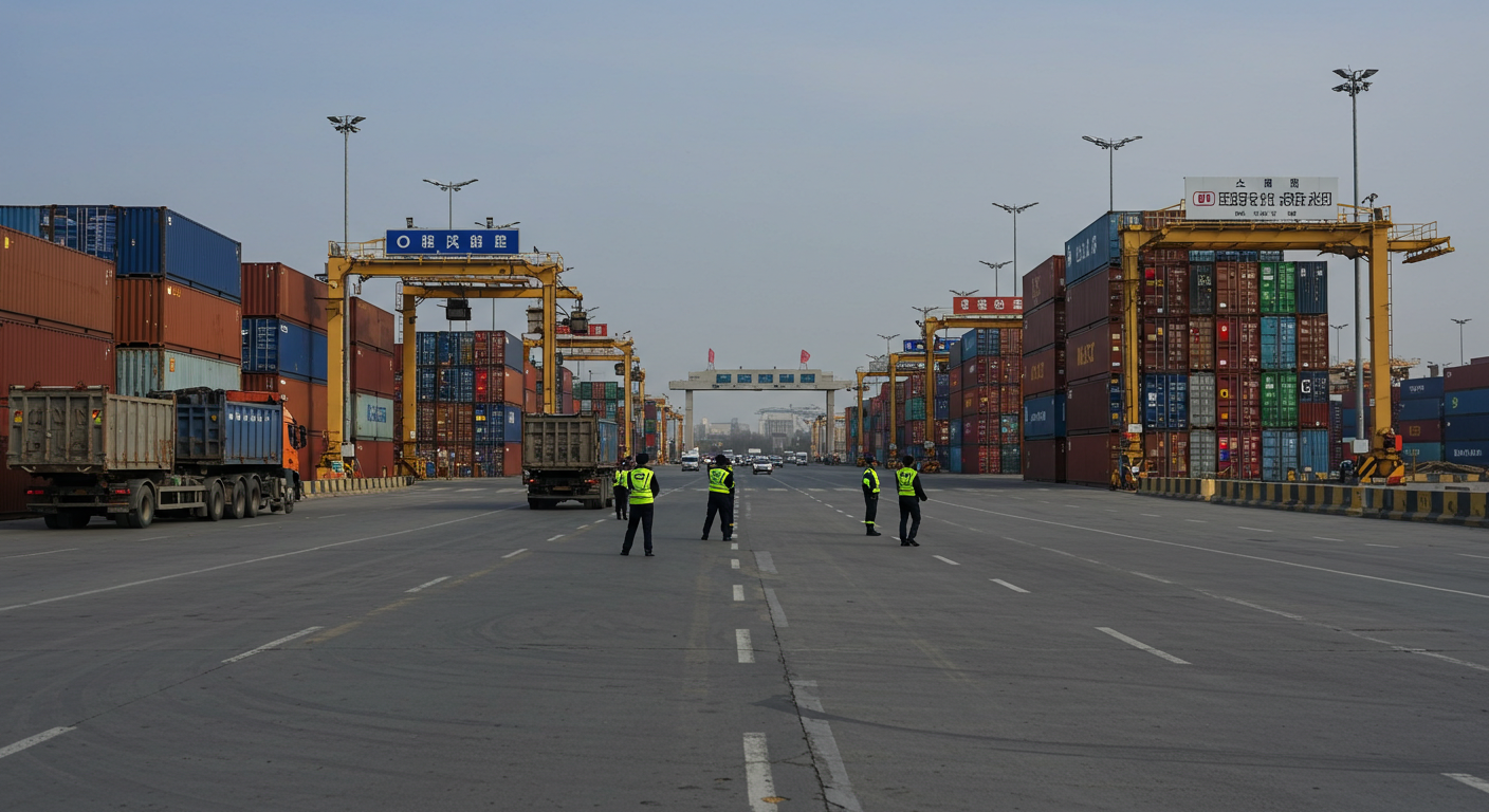 Уличный рынок в Китае с электроникой и ценами в юанях