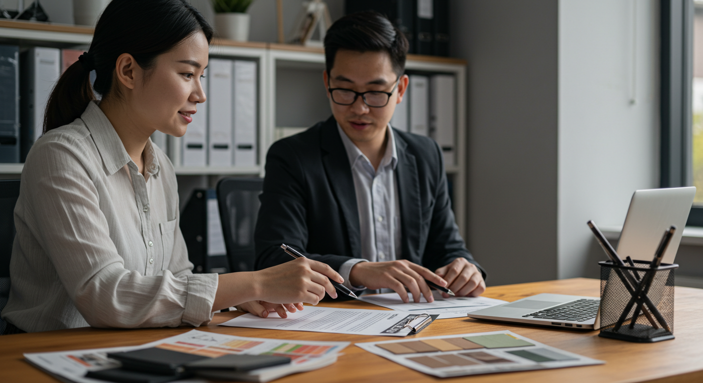 Улица Садовода с торговыми рядами и курьером в униформе