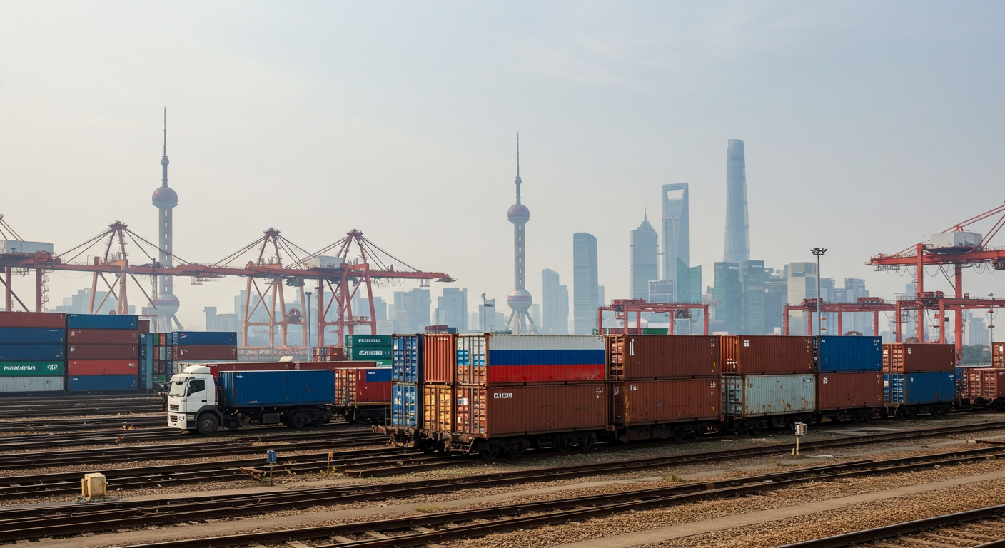 Упаковочный цех в Китае с работниками, сортирующими груз и инвойсами