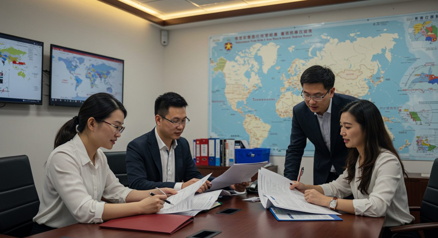 Упаковочное производство в Китае с работниками на конвейере