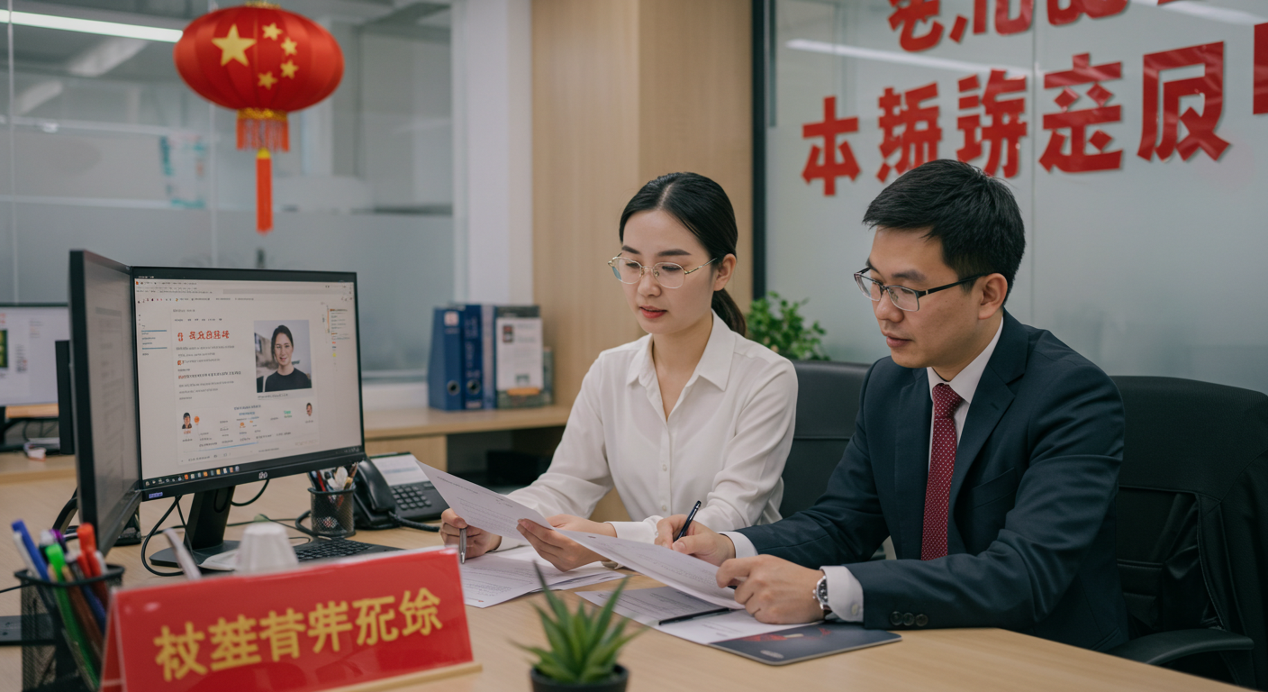 Внутреннее пространство склада с коробками Alibaba и проверкой товаров логистами