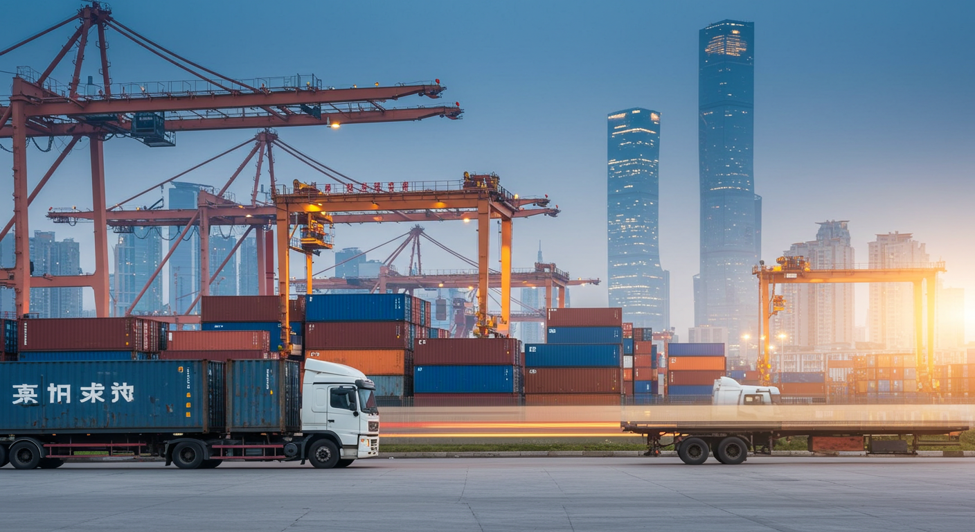 Внутри китайского склада подготовлены крупные коробки электроники для экспорта