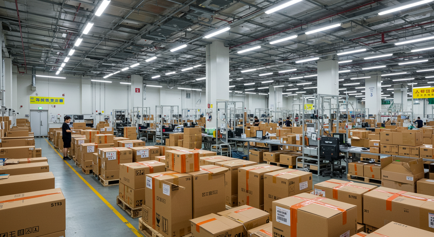 Внутри современного рынка электроники, выставка смартфонов и стартапов в Шэньчжэне.