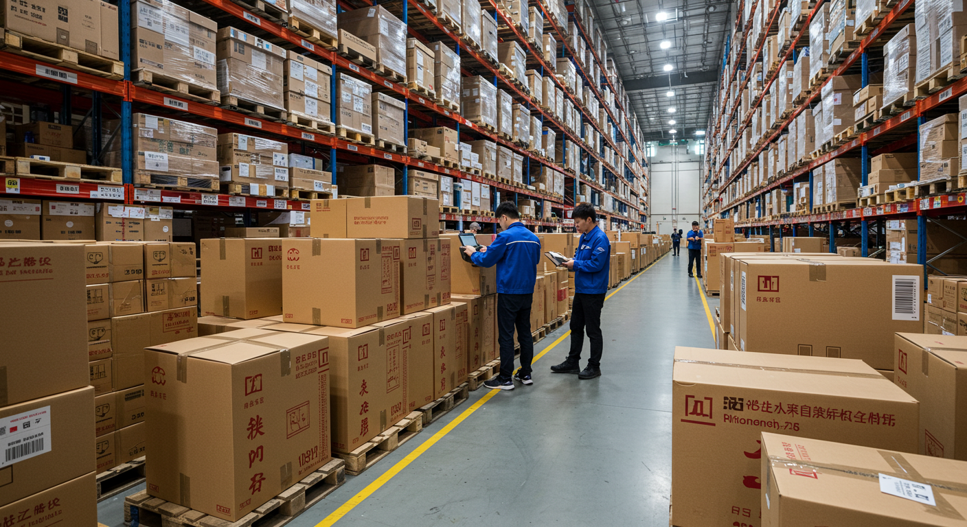 Восторженный рынок оптовой торговли в Иу, яркие стенды и продавцы