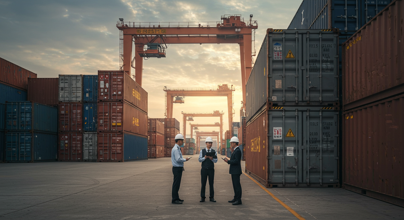 Встреча в офисе с предпринимателями, обсуждающими контракт с таможенным брокером