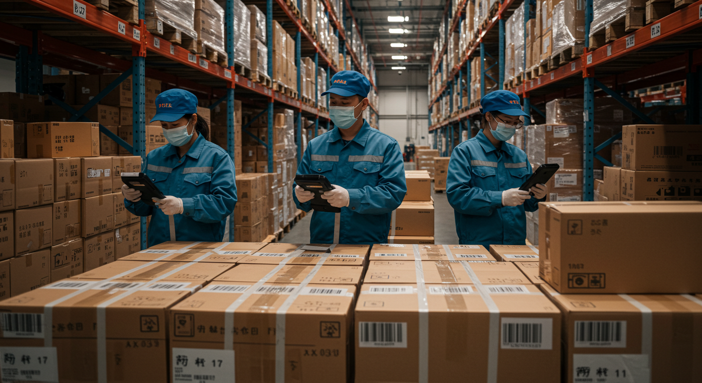 Выставка косметики в Гуанчжоу, покупатели рассматривают образцы китайских косметических брендов