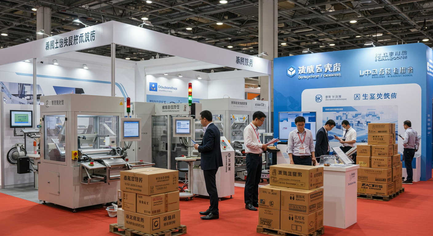 Выставка технологий в Шэньчжэне с роботами и молодыми предпринимателями на демо.