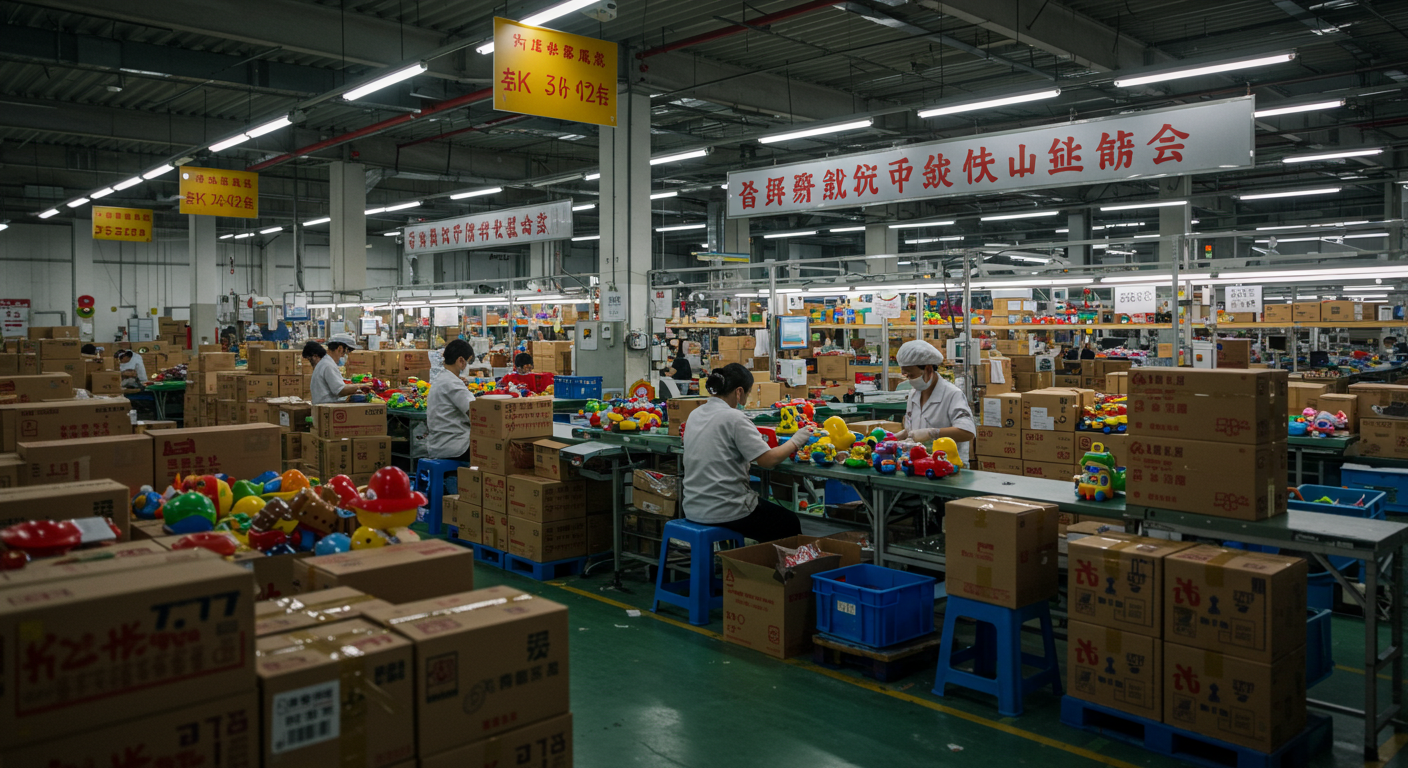 Яркий интерьер магазина игрушек в Китае с полками, полными популярных игрушек и упаковки