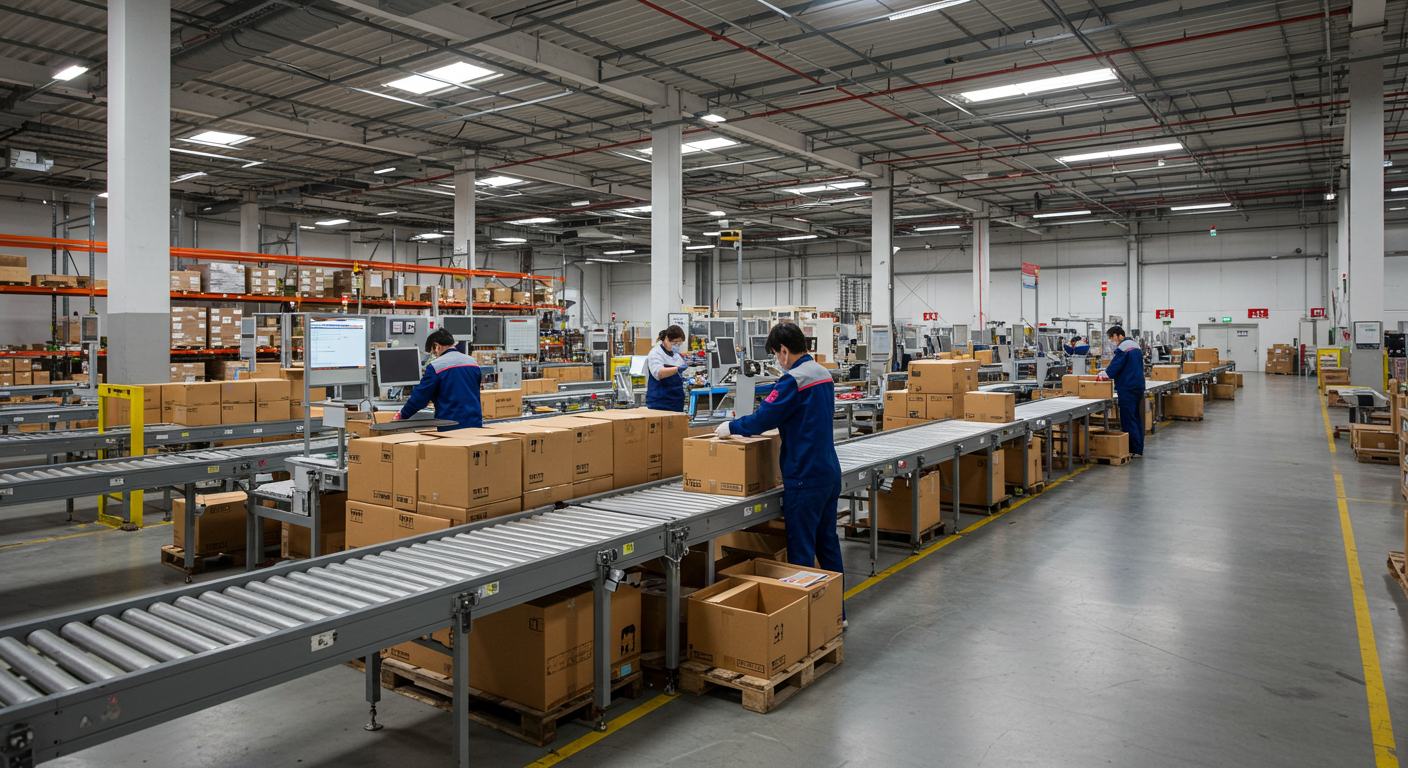 Яркий оптовый рынок в Китае с электроникой и товарами для дома