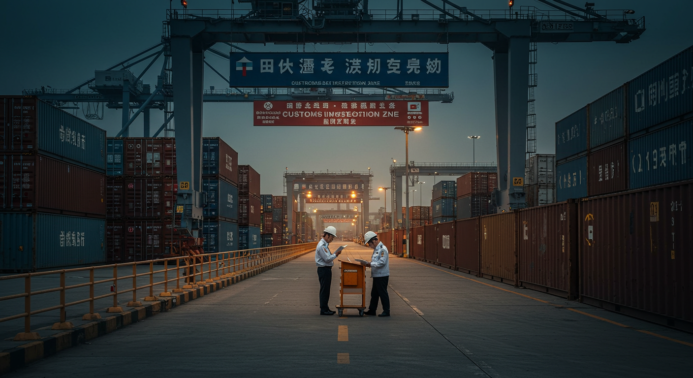 Занятая логистическая площадка Восточного порта с контейнерными стеками и поездами