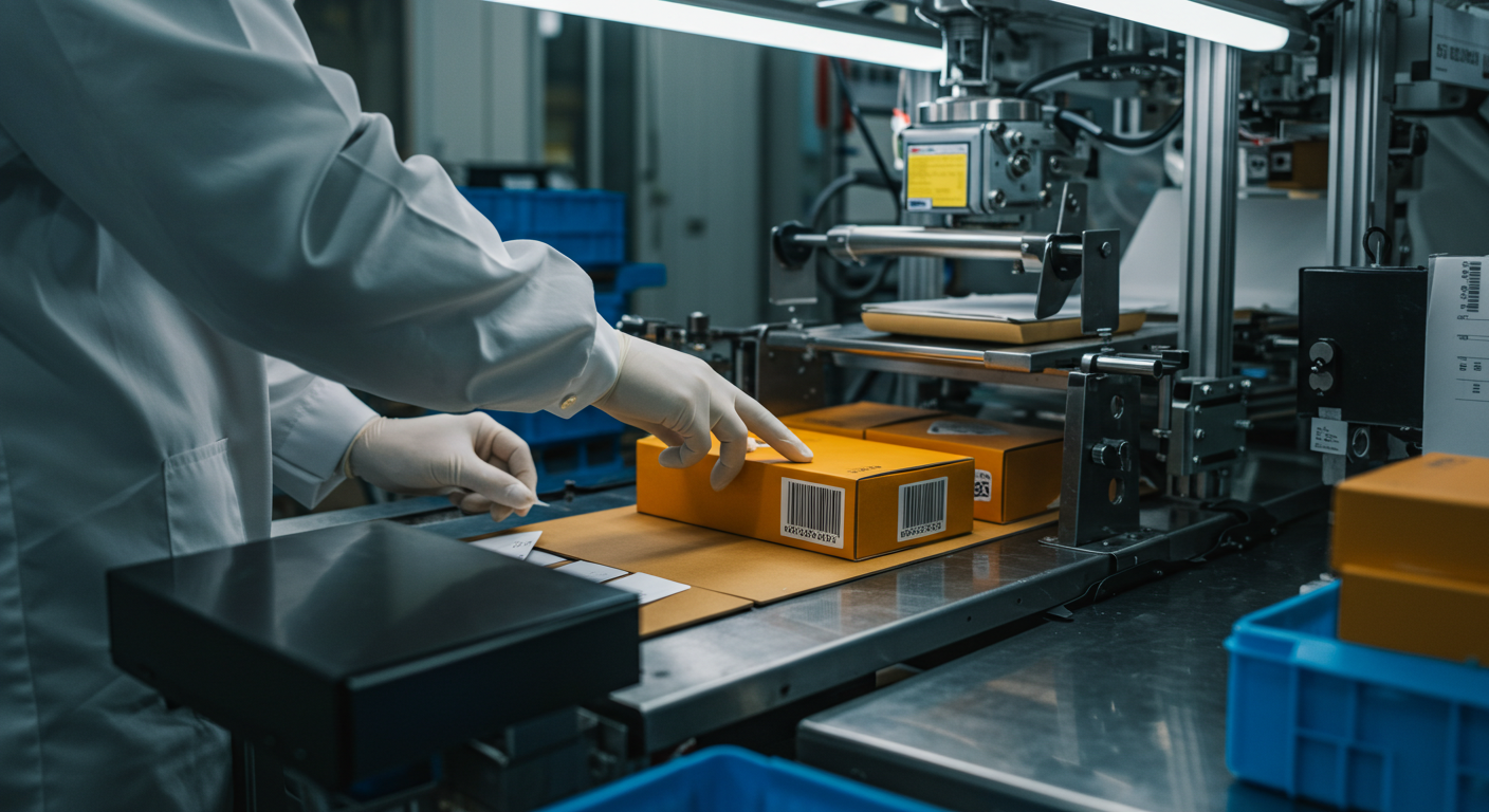 Занятый склад упаковки в Китае, работники сортируют коробки на паллетах