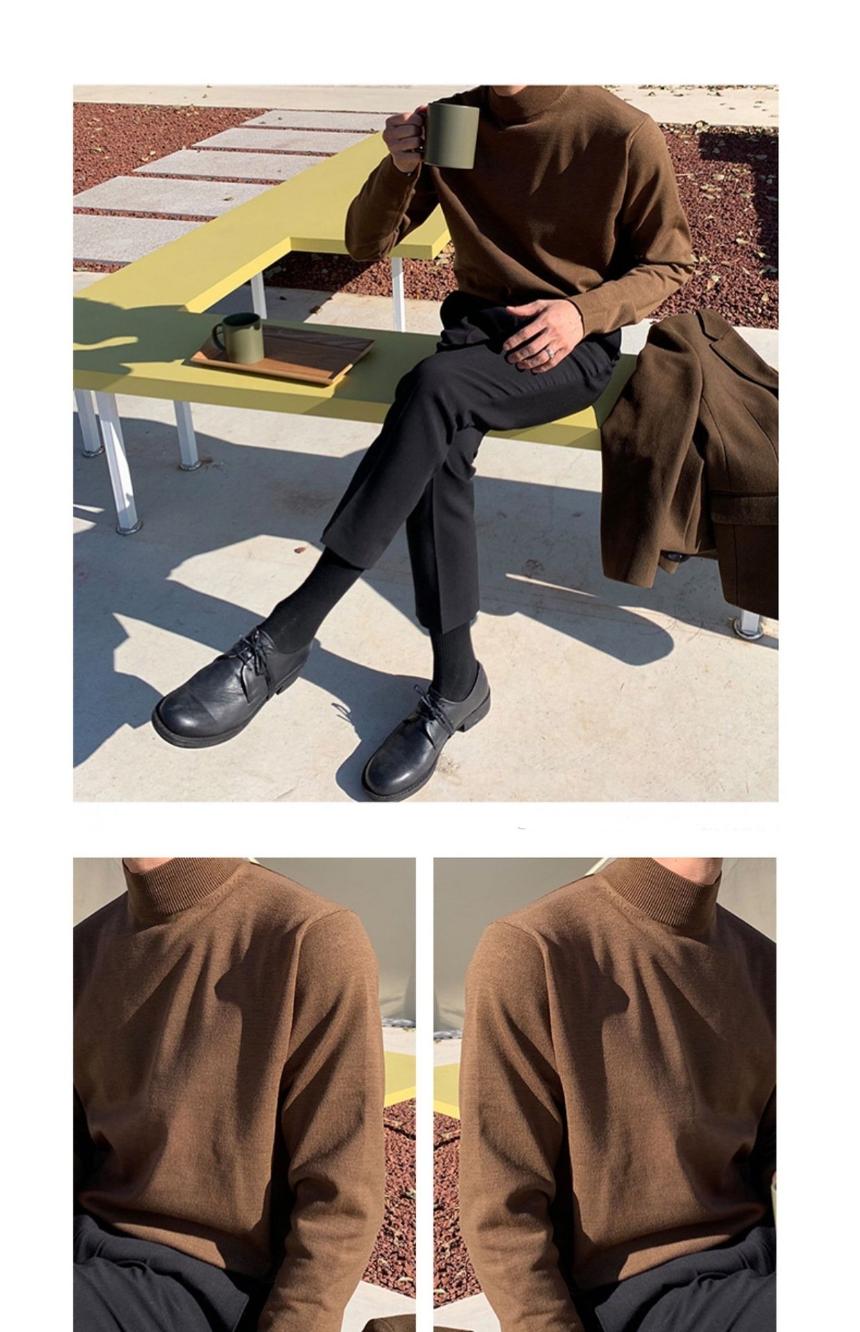 Мужской свитер с длинным рукавом и полувысоким воротником оптом