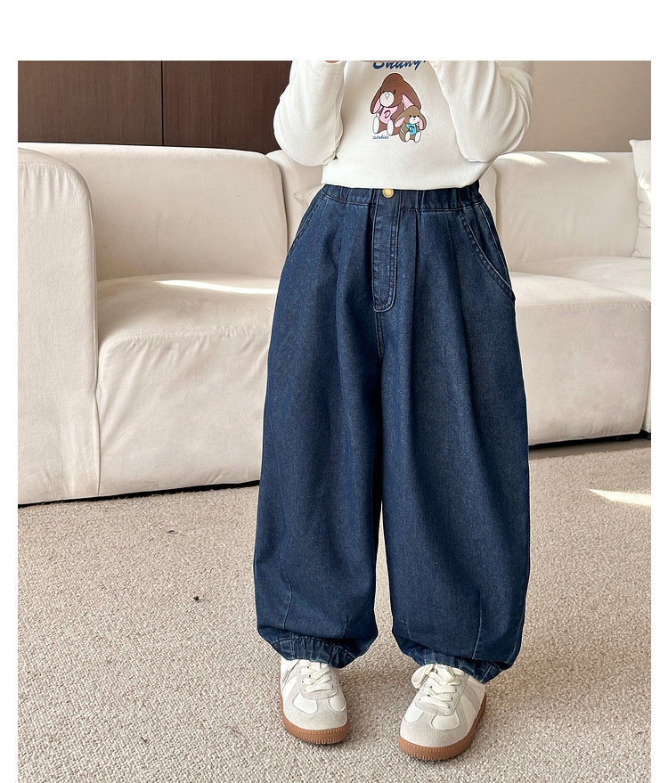 Джинсы для девочек 2024 весна новые широкие брюки для детей оптом из Китая