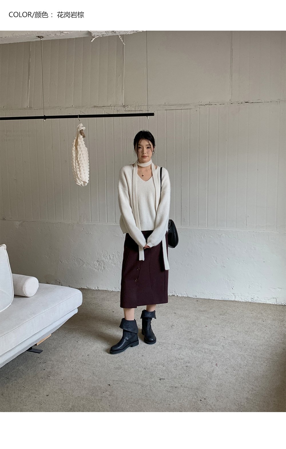 Шерстяная юбка с разрезом 2023 оптом из Китая