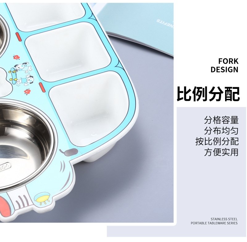 Детская тарелка из нержавеющей стали с разделением на секции оптом