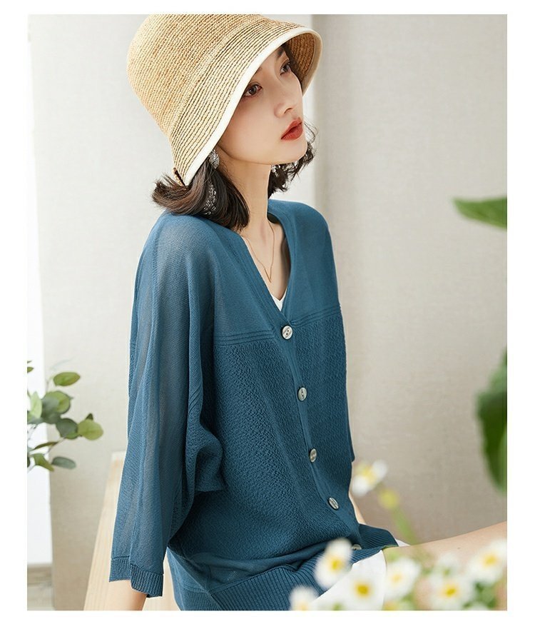 Женская летняя тонкая кардиган с объемным рукавом оптом