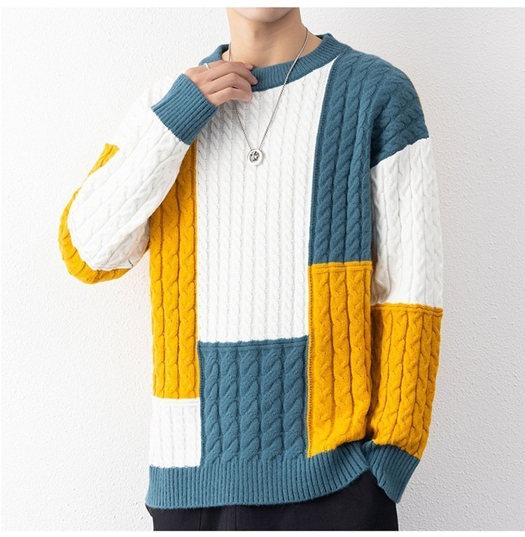 Мужской свитер с высоким воротником и свободным кроем оптом