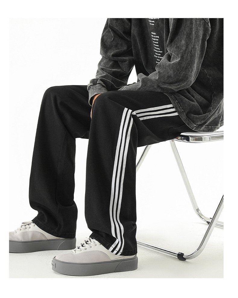 Мужские джинсы с принтом трех полосок оптом из Китая