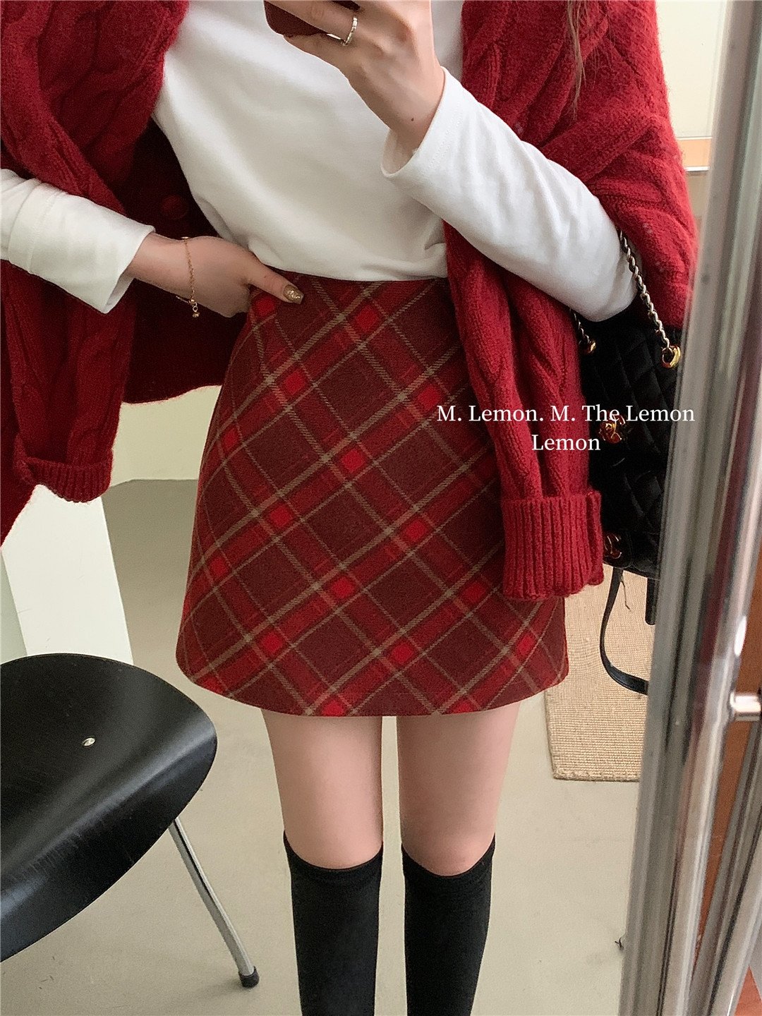 Женская шерстяная мини-юбка в клетку оптом из Китая