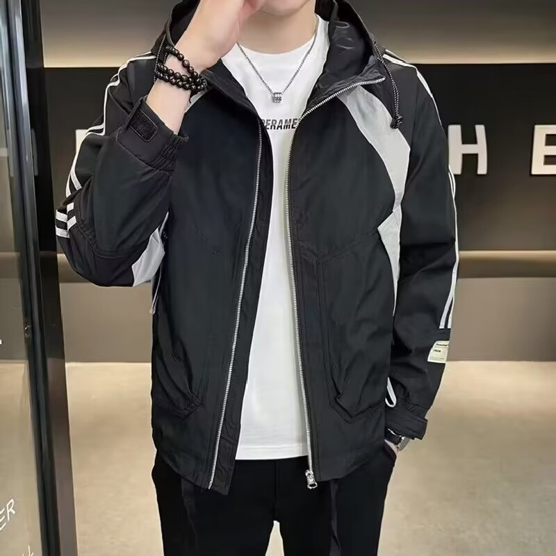 Мужская куртка с полосками и капюшоном оптом из Китая