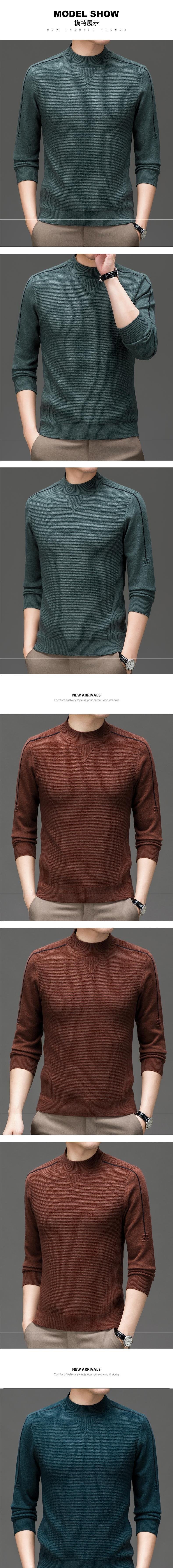 Мужской свитер с полувысоким воротником и простым цветом оптом