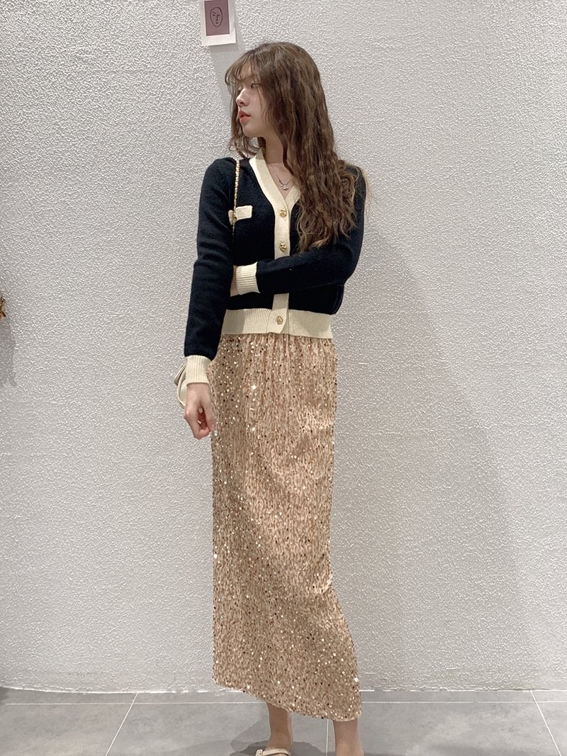 Высокая юбка с блестками из бархата оптом из Китая