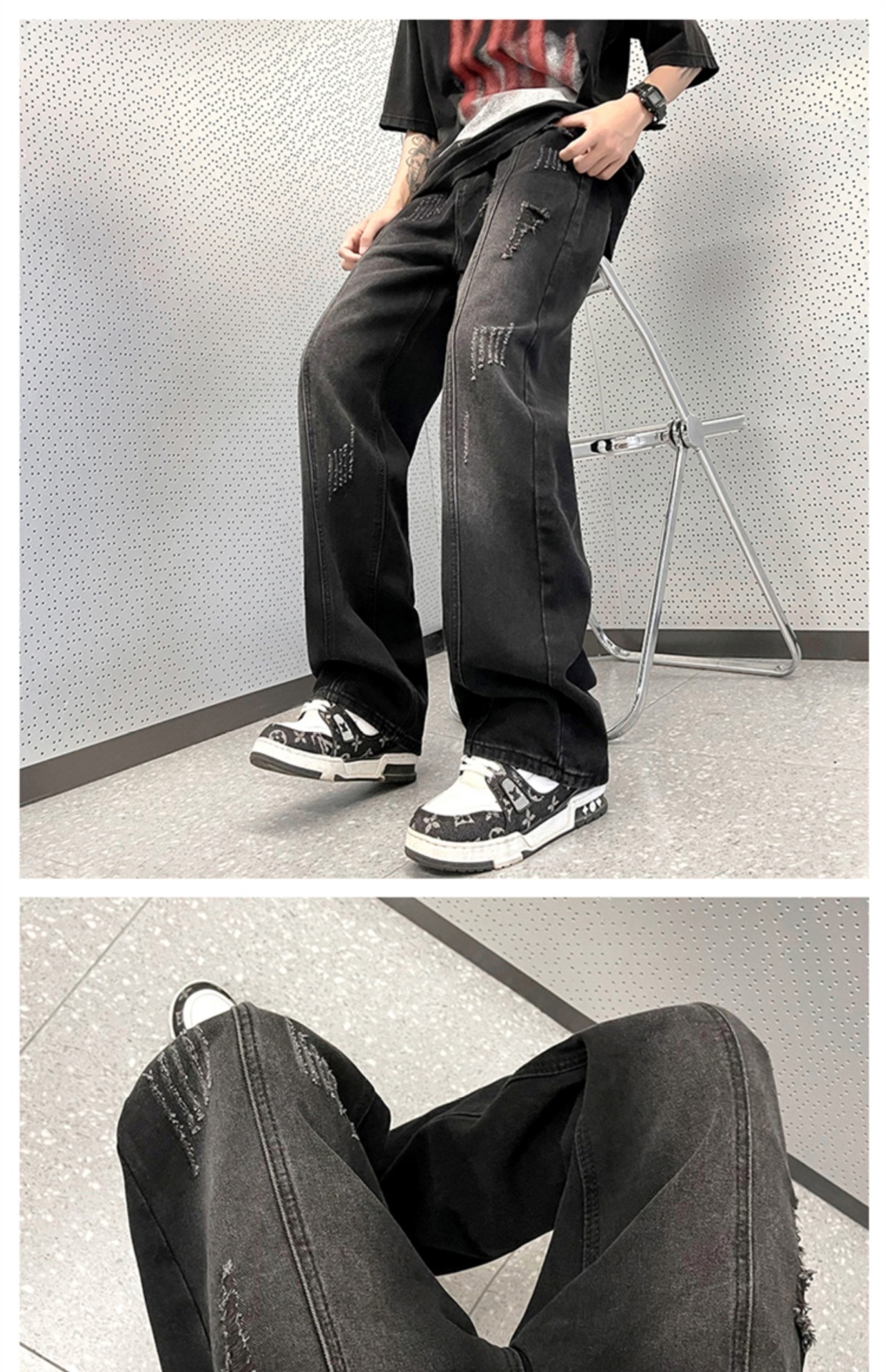 Черные джинсы с износом оптом из Китая