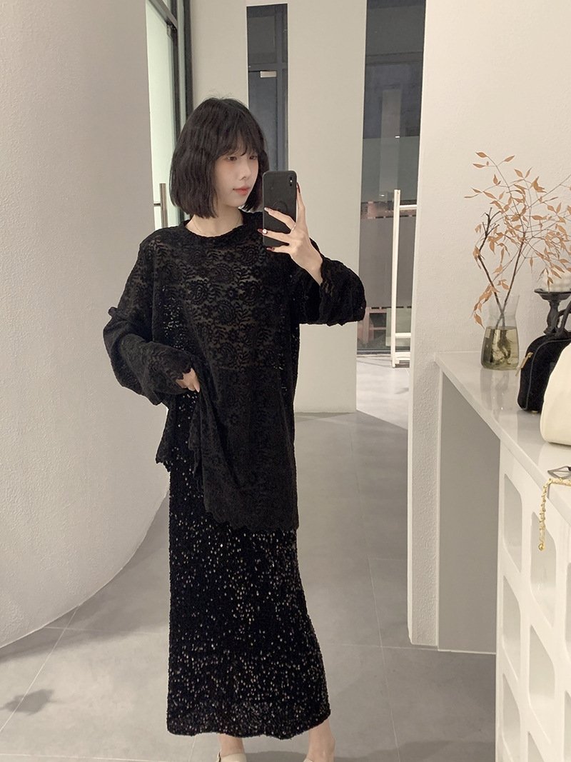 Высокая юбка с блестками из бархата оптом из Китая