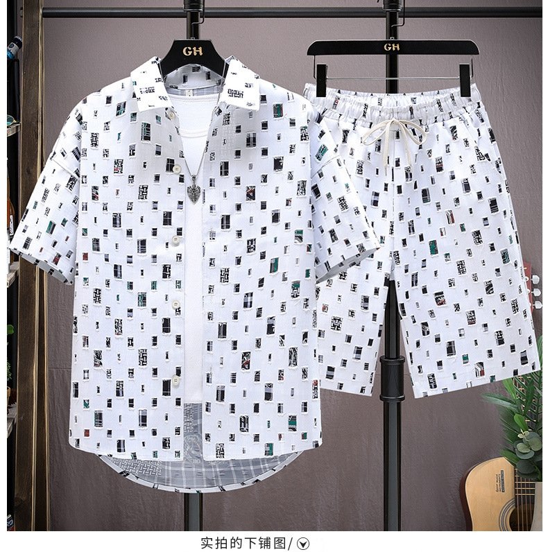 Летний комплект мужской рубашка и шорты оптом из Китая