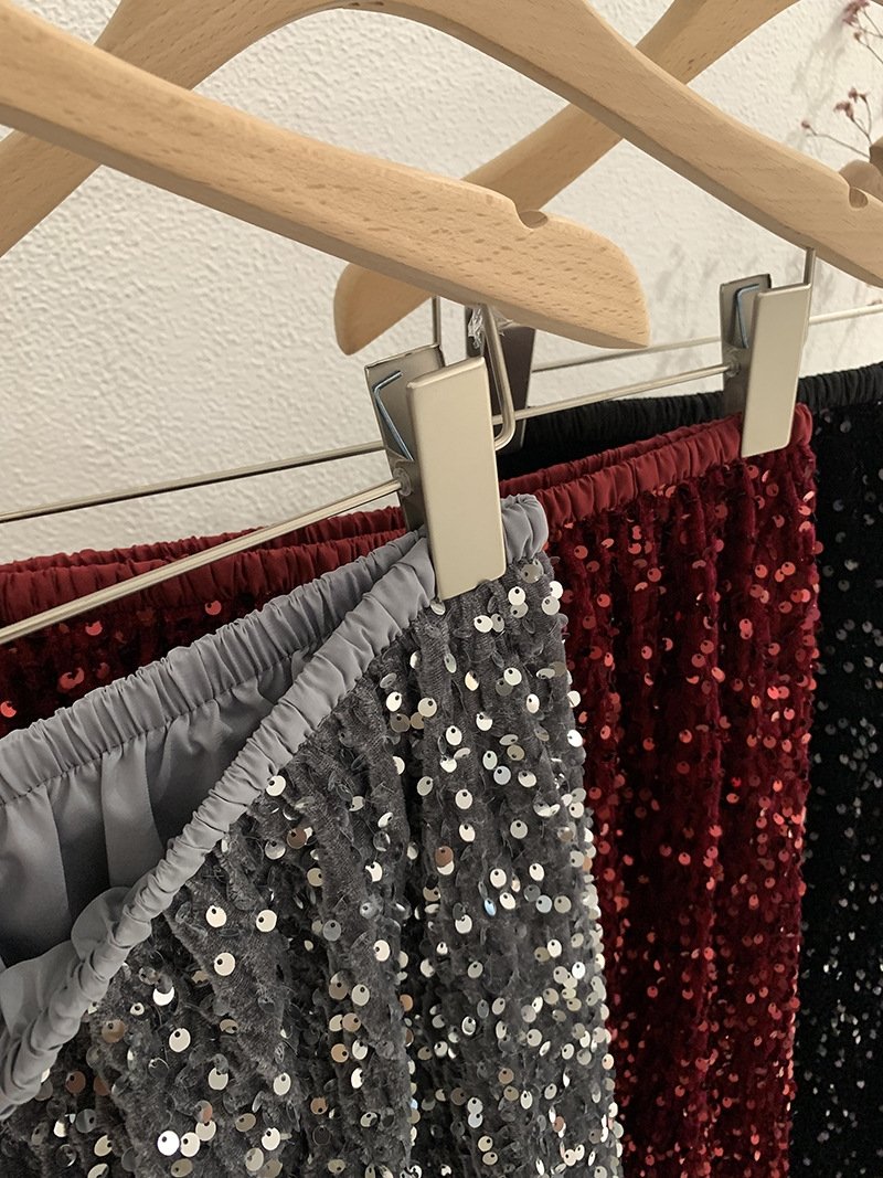 Высокая юбка с блестками из бархата оптом из Китая