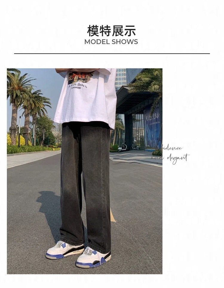 Джинсы с прямым кроем и потертостями оптом из Китая