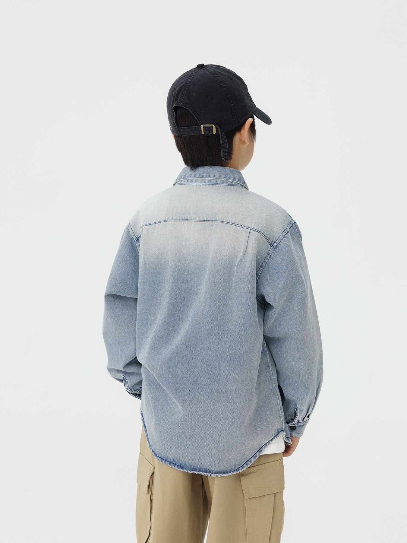 Детская джинсовая рубашка с длинным рукавом оптом из Китая