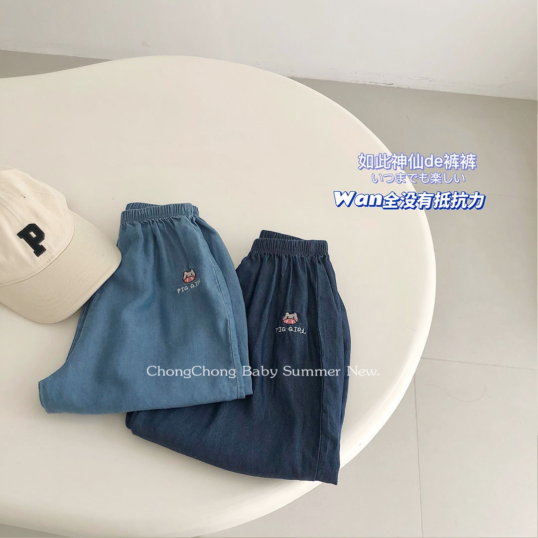 Детские летние джинсы с вышивкой оптом из Китая