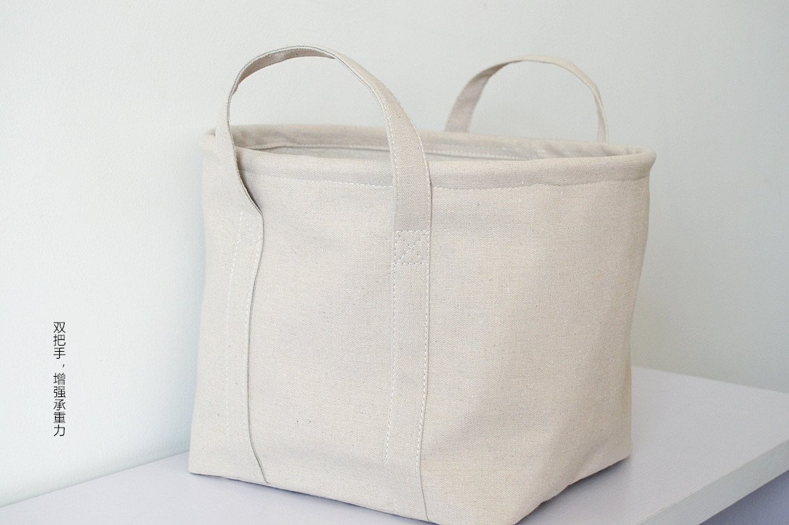 Желтая корзина для белья и вещей из хлопково-ленной ткани оптом