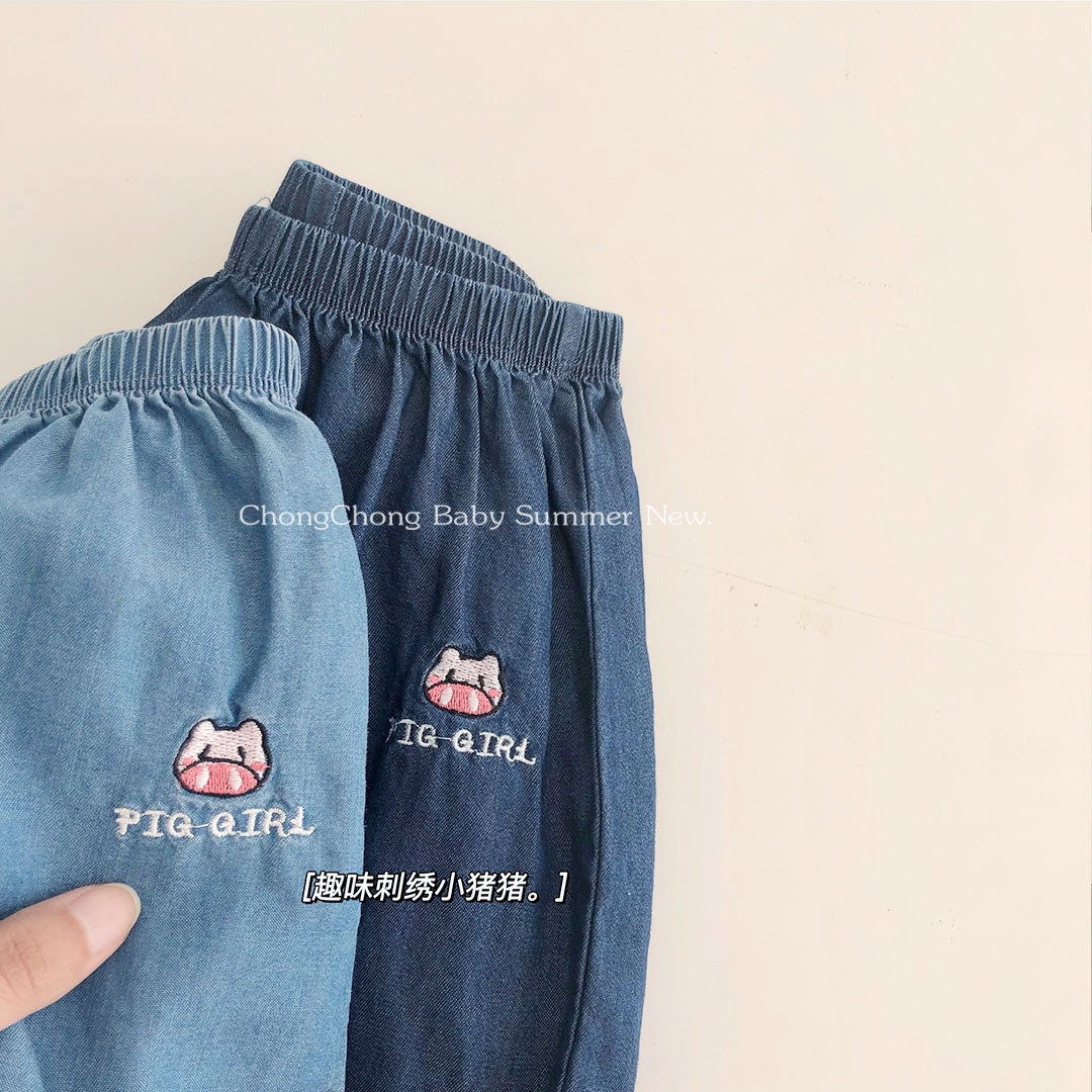 Детские летние джинсы с вышивкой оптом из Китая