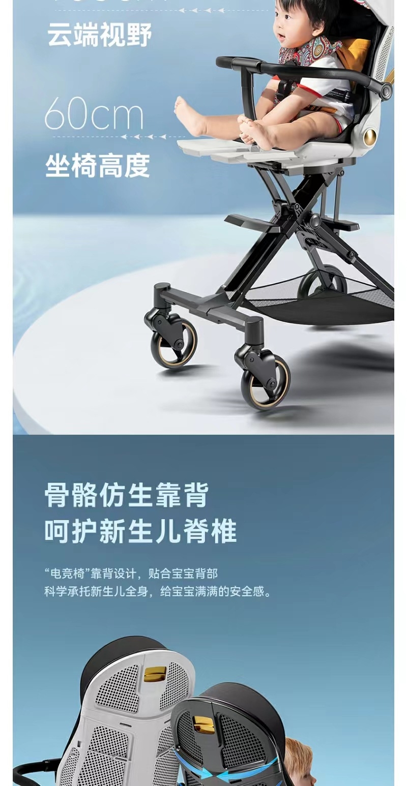 Playkids普洛可遛娃婴幼儿可躺可换向高景观轻便推车一键折叠X6X7 оптом из Китая