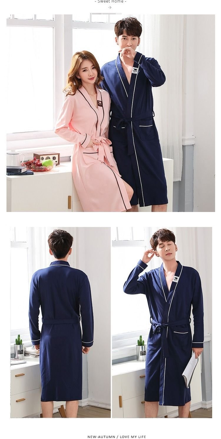 Халат для сна летний длинный сексуальный хлопковый для женщин и мужчин 100% хлопок больших размеров тонкий для пар оптом