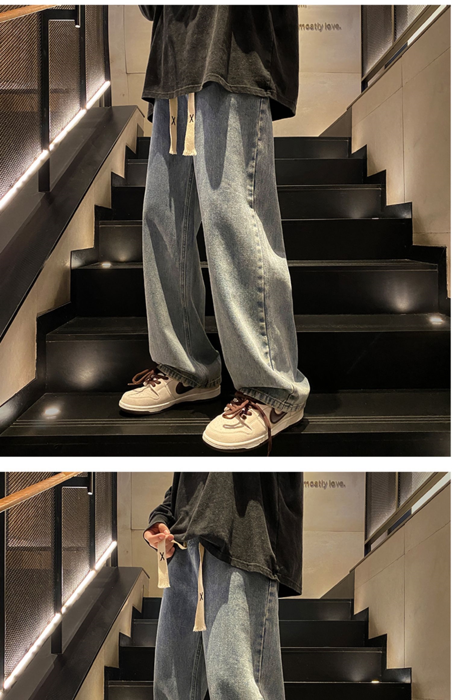 Мужские джинсы винтажного светло-голубого цвета 2024 весна оптом из Китая