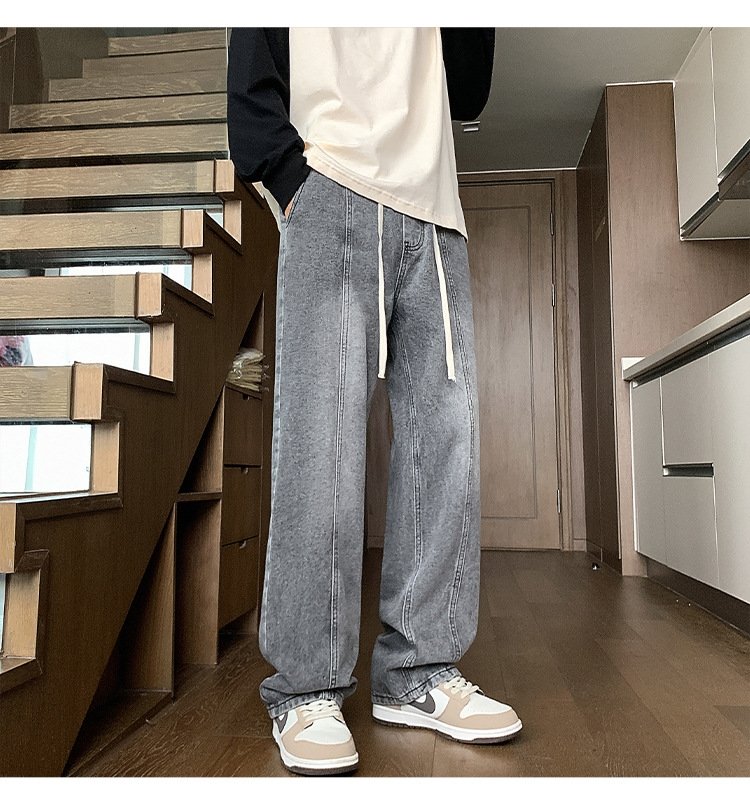 Джинсы мужские 2024 новинка весна осень тонкие американские уличные широкие прямые свободные брюки оптом из Китая