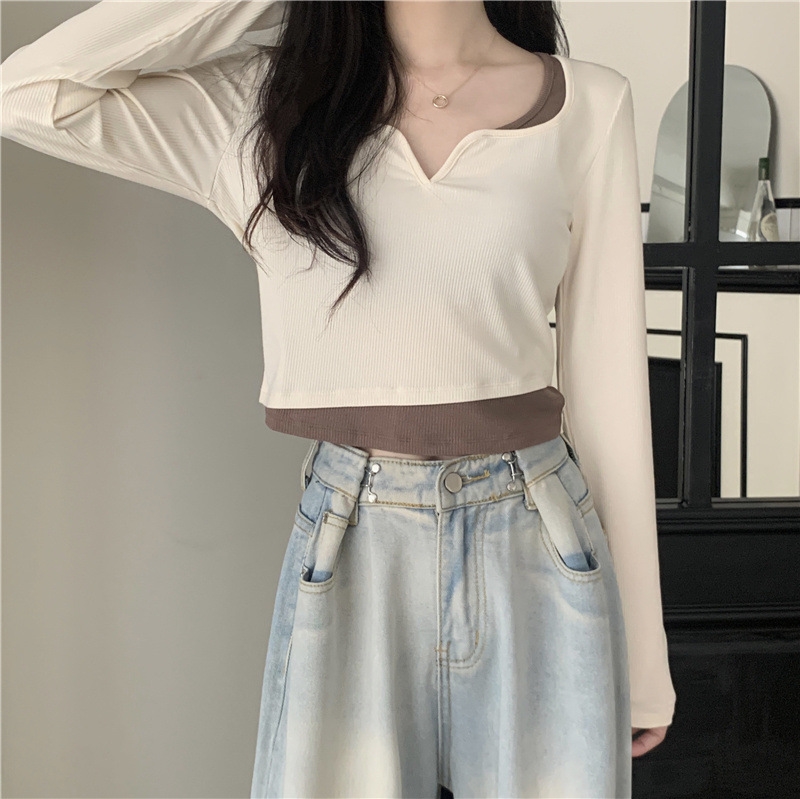 Женская футболка с длинным рукавом в ретро стиле оптом из Китая