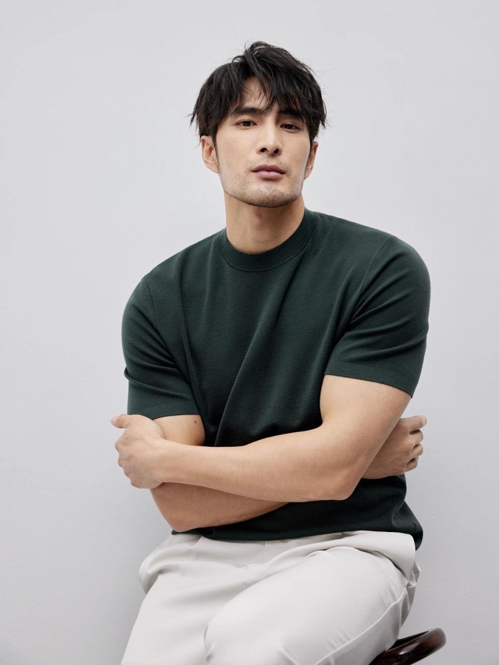 Мужская вязаная футболка с круглым воротом оптом