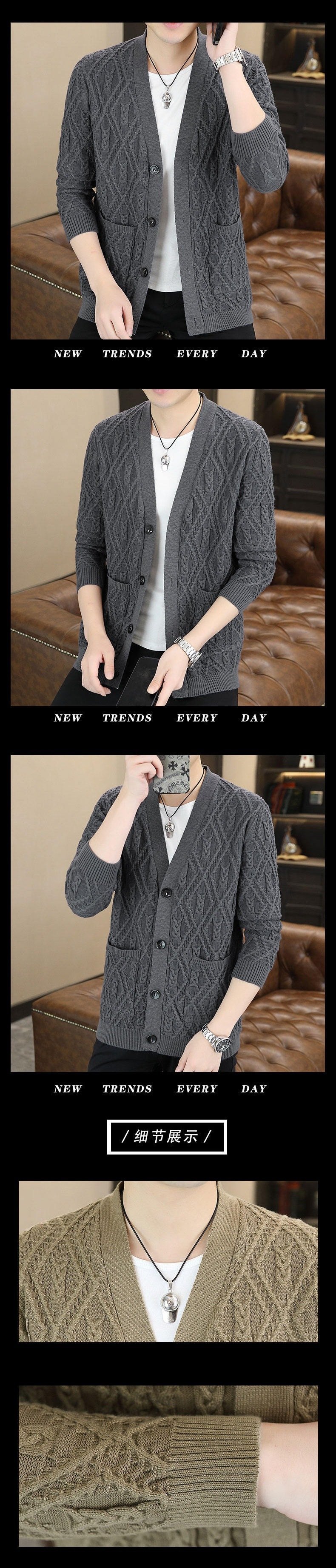 Мужская вязаная кардиган-свитер в стиле casual на весну и осень оптом