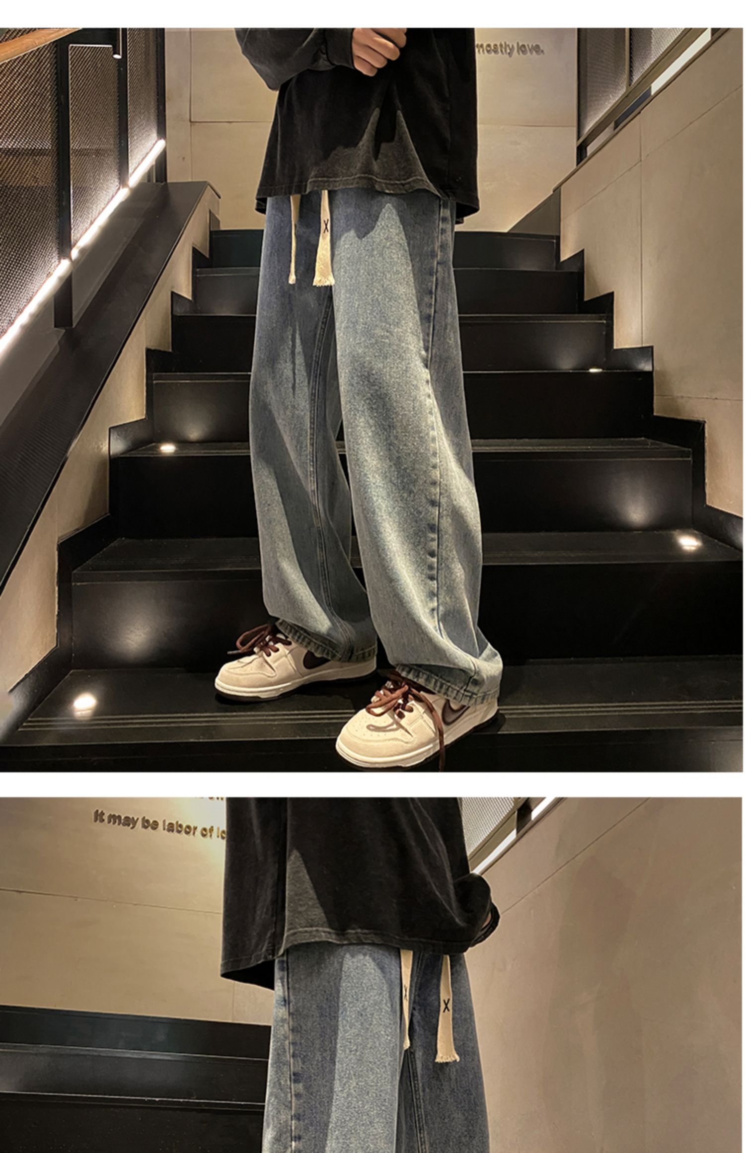 Мужские джинсы винтажного светло-голубого цвета 2024 весна оптом из Китая