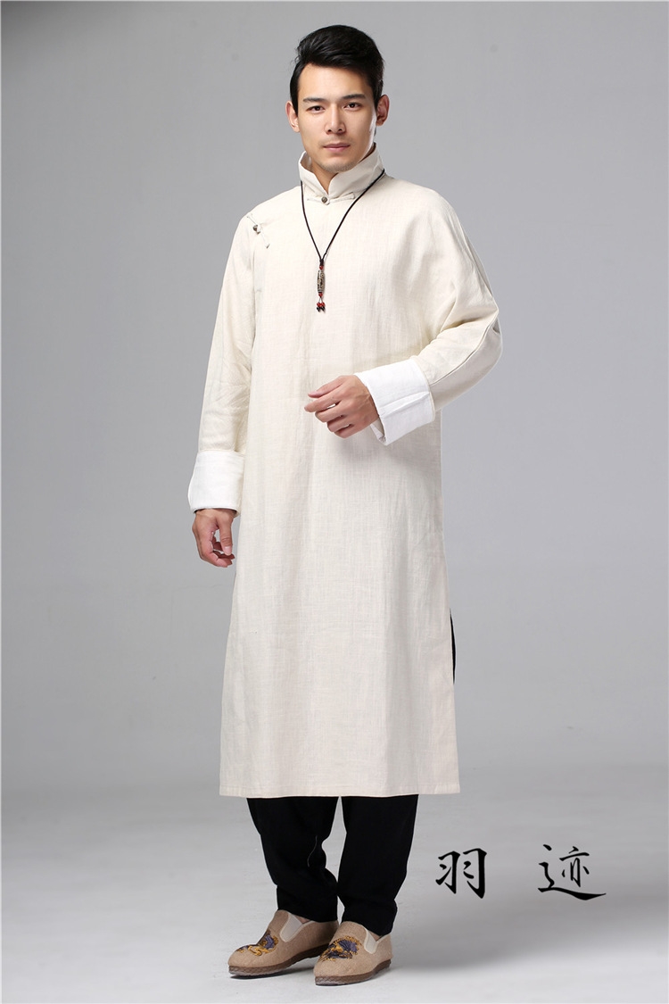 Мужская рубашка в стиле Республики с длинным воротником из льна в стиле ретро для выступлений оптом из Китая