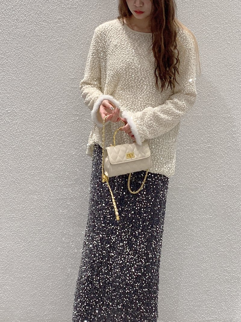 Высокая юбка с блестками из бархата оптом из Китая