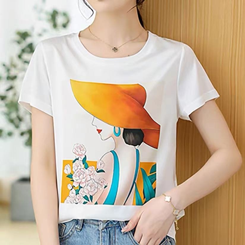 Футболка из искусственного шелка с коротким рукавом оптом