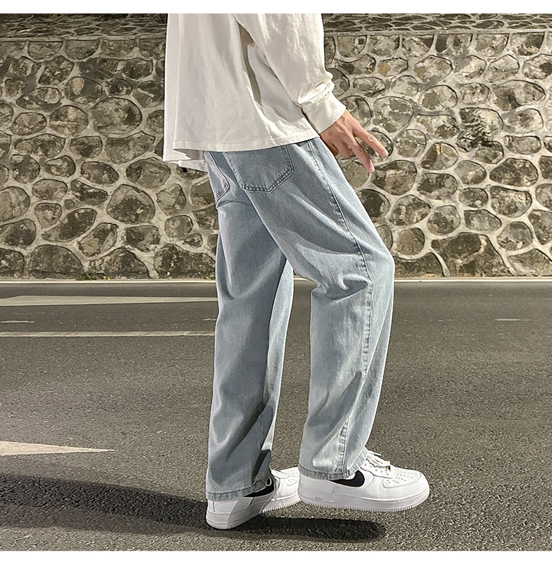 Широкие джинсы мужские в стиле Хонгконг весна оптом из Китая