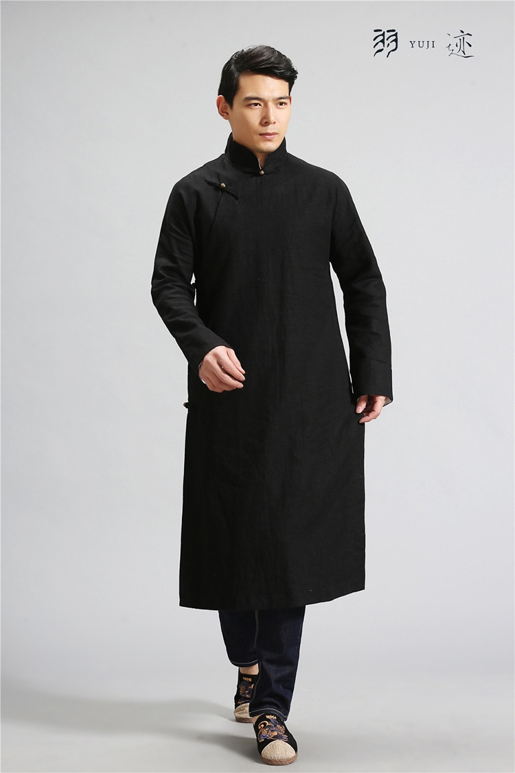 Мужская рубашка в стиле Республики с длинным воротником из льна в стиле ретро для выступлений оптом из Китая